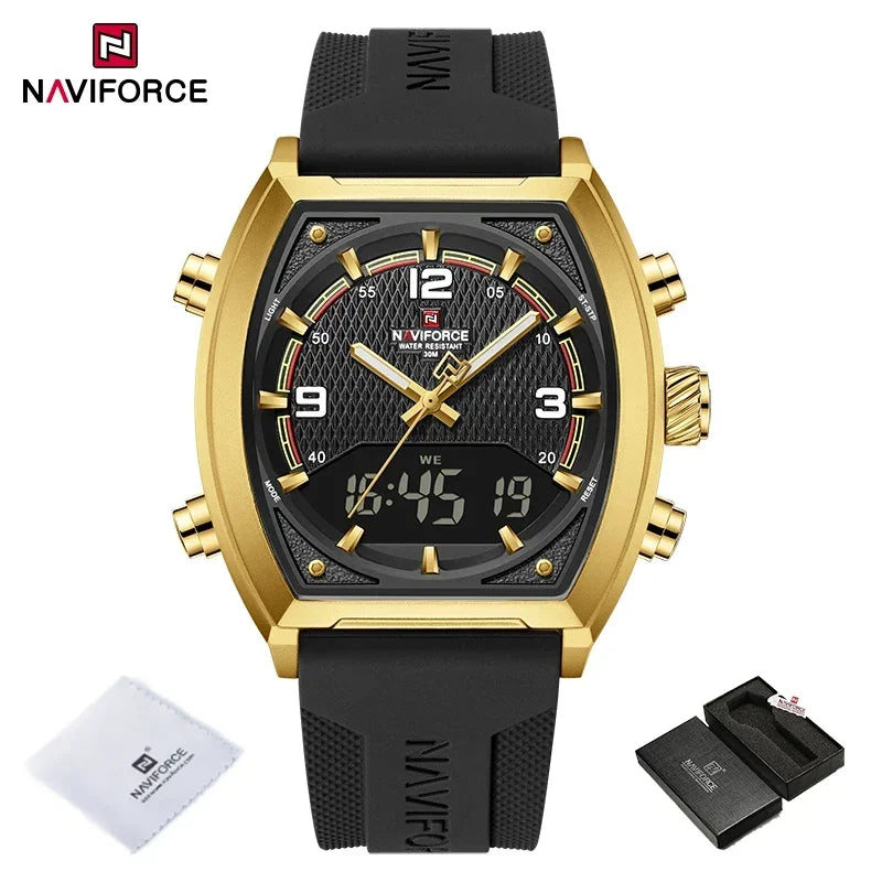 NAVIFORCE Men Sport Watches Dual Time Analog Digital Watch Quartz 30m Waterproof Watch Military Clock Sport 2025 Men Wristwatch