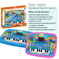 Kids’ Education Tablet Toy, Age 3+ Math Music Learning, Doubles as Electronic Keyboard