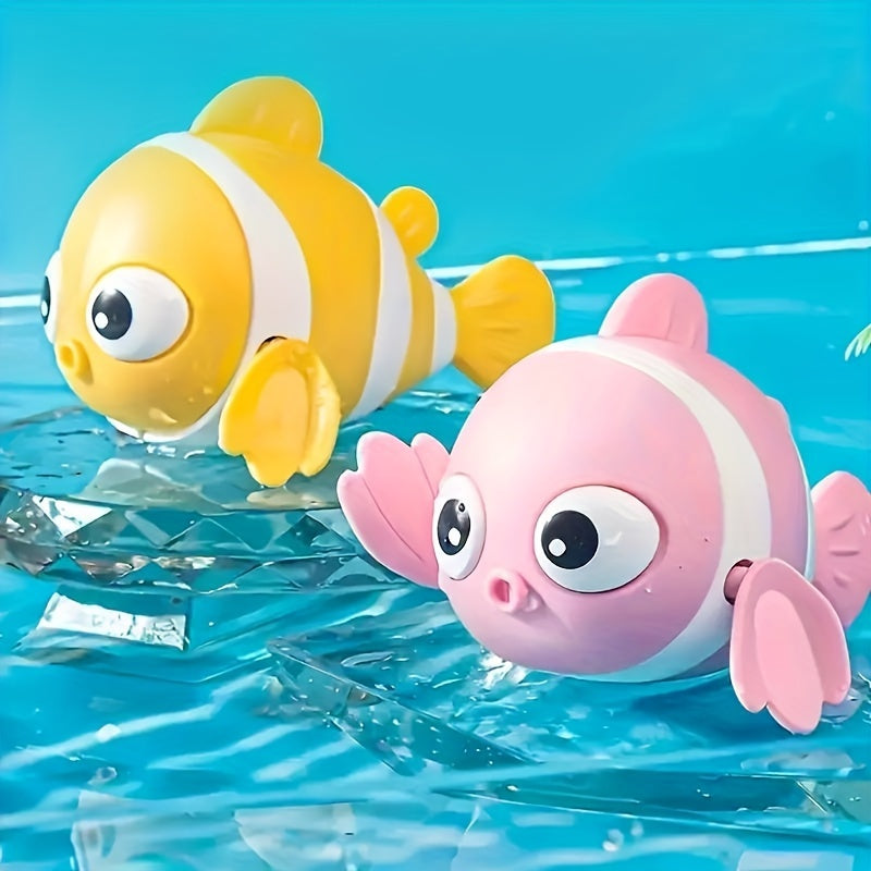 3 Packs Floating Kids Bath Toy: Wind-Up Swimming Clown Fish Floating Water